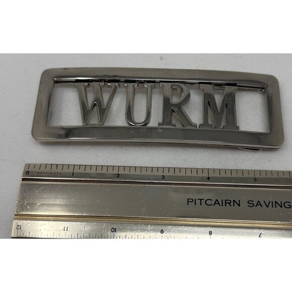 Wurm Chrome Metal Belt Buckle Rectangle Design Polished Finish Kitchy No Belt - Picture 5 of 5